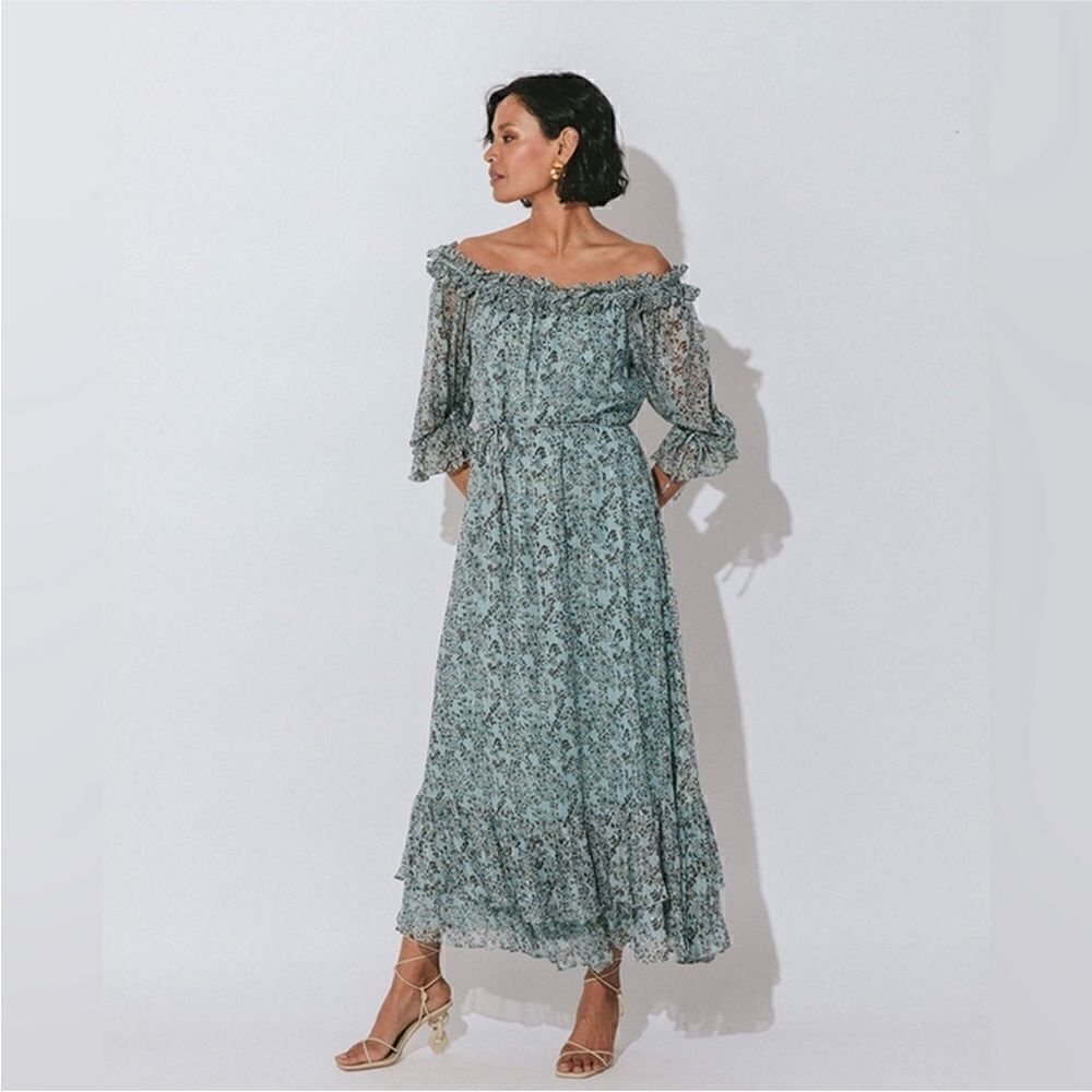 NWT Cleobella Livia Floral Green Ankle Dress Women’s Size XS